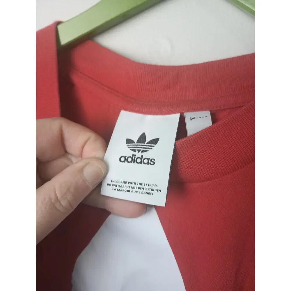 Adidas Originals Big Trefoil Tee‎ Shirt Red White Logo Men's XS Sports Athletic